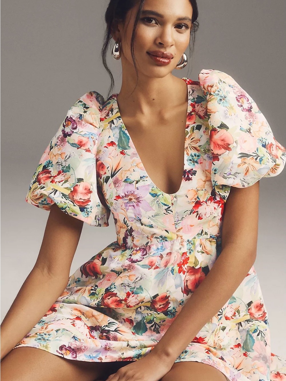 Sachin + Babi White Dress with Pink Rose Floral Detail - Picture 3 of 7